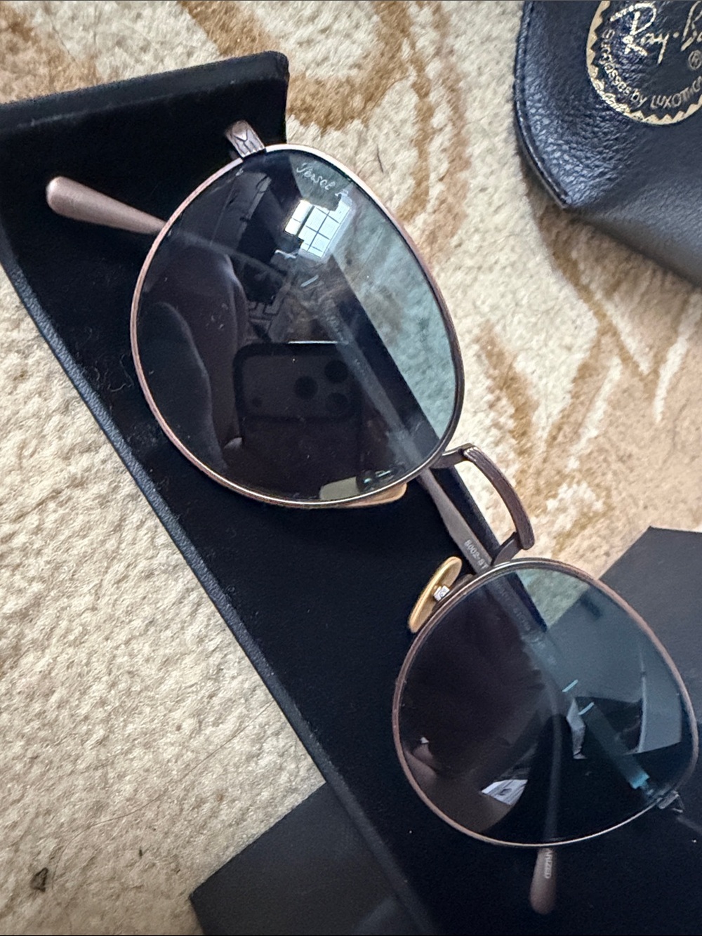 Never worn Persol Black Hard Sunglasses Case with Silver Logo